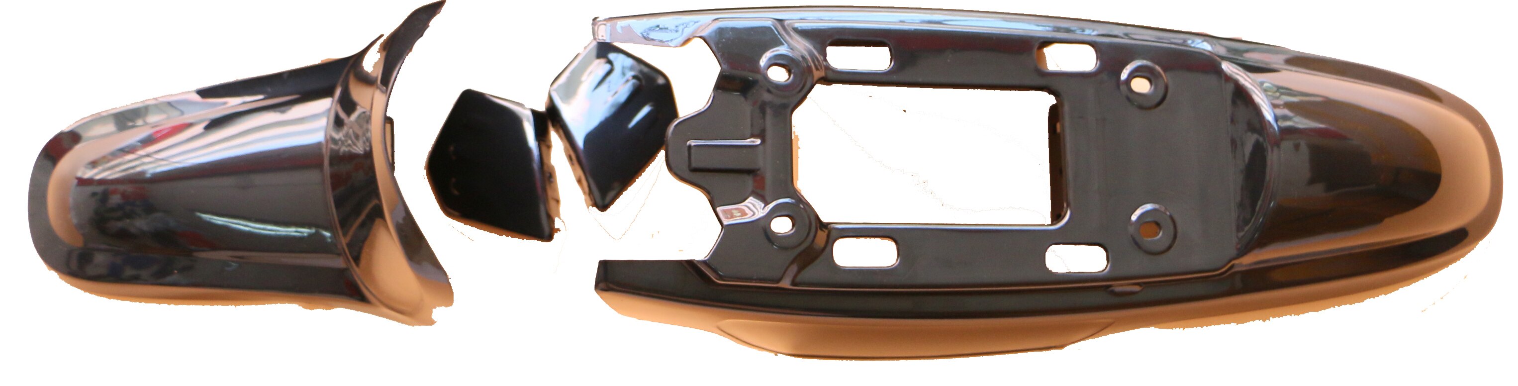 Påbyggnad plast kåpa body kit för  pw50 py50 pw 50 pee wee plast fender kaross säte gas tank kit: Svart plast