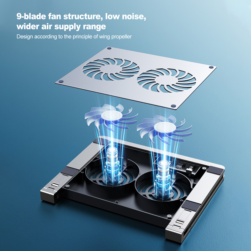 Rutschfester, höhenverstellbarer und stabiler laptopständer aus kratzfester aluminiumlegierung für den mobilen einsatz mit kühlventilator