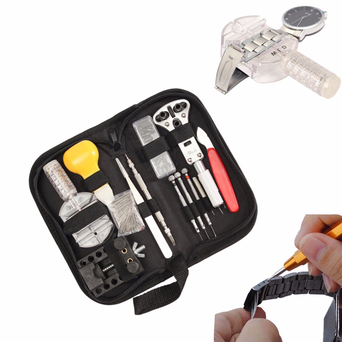 144 stuks horloge reparatieset, set met achterdeksel verwijderaar, batterij reparatieset voor horlogeband, opener, veerstaaf verwijderaar