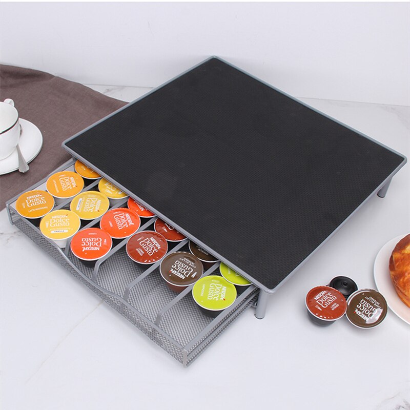 Soporte de almacenamiento práctico para cápsulas de café, organizador de cápsulas de café Dolce Gusto, estante de hierro