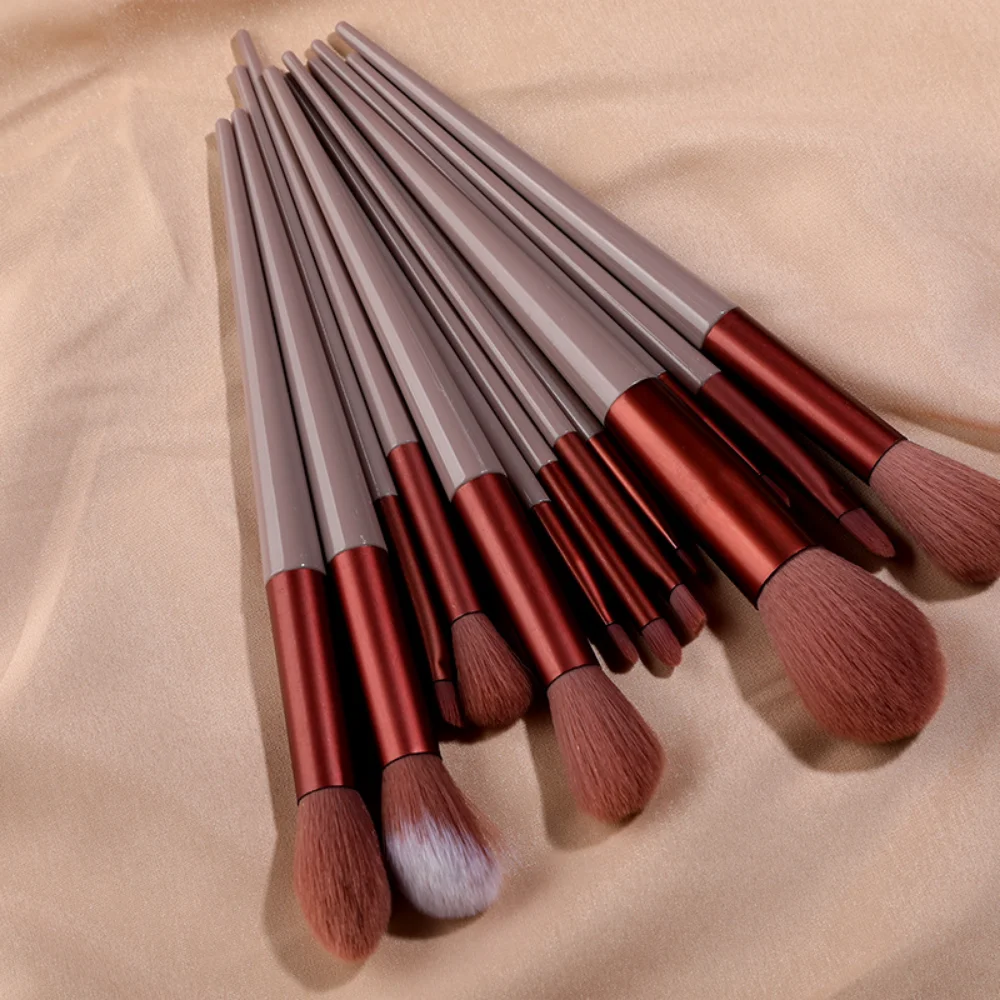 Juego de brochas de maquillaje, 13 Uds., brocha correctora, colorete en polvo, sombra de ojos, resaltador, base, herramientas cosméticas de belleza: Negro
