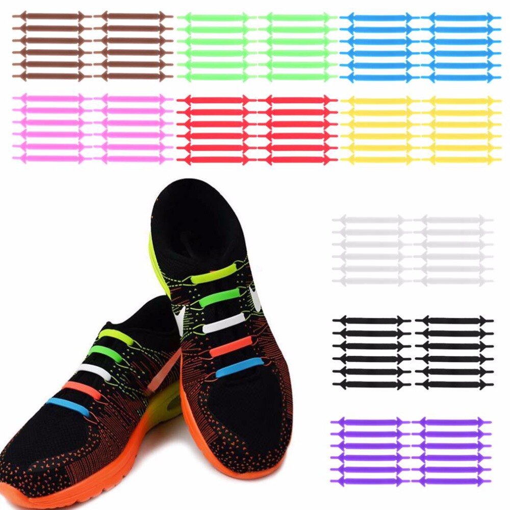 12 unids/set zapatos creativos Unisex mujeres hombres atléticos correr sin cordones zapatos elásticos de silicona zapatos de encaje todas las zapatillas 9 colores