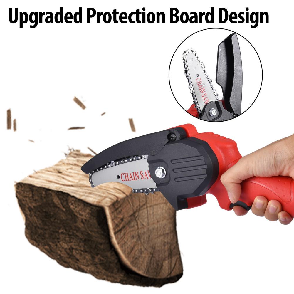 Mini Electric Chainsaw Cordless Handheld Pruning Saw With Led Light Portable Battery Wood Cutter Home Garden Logging Power Tool