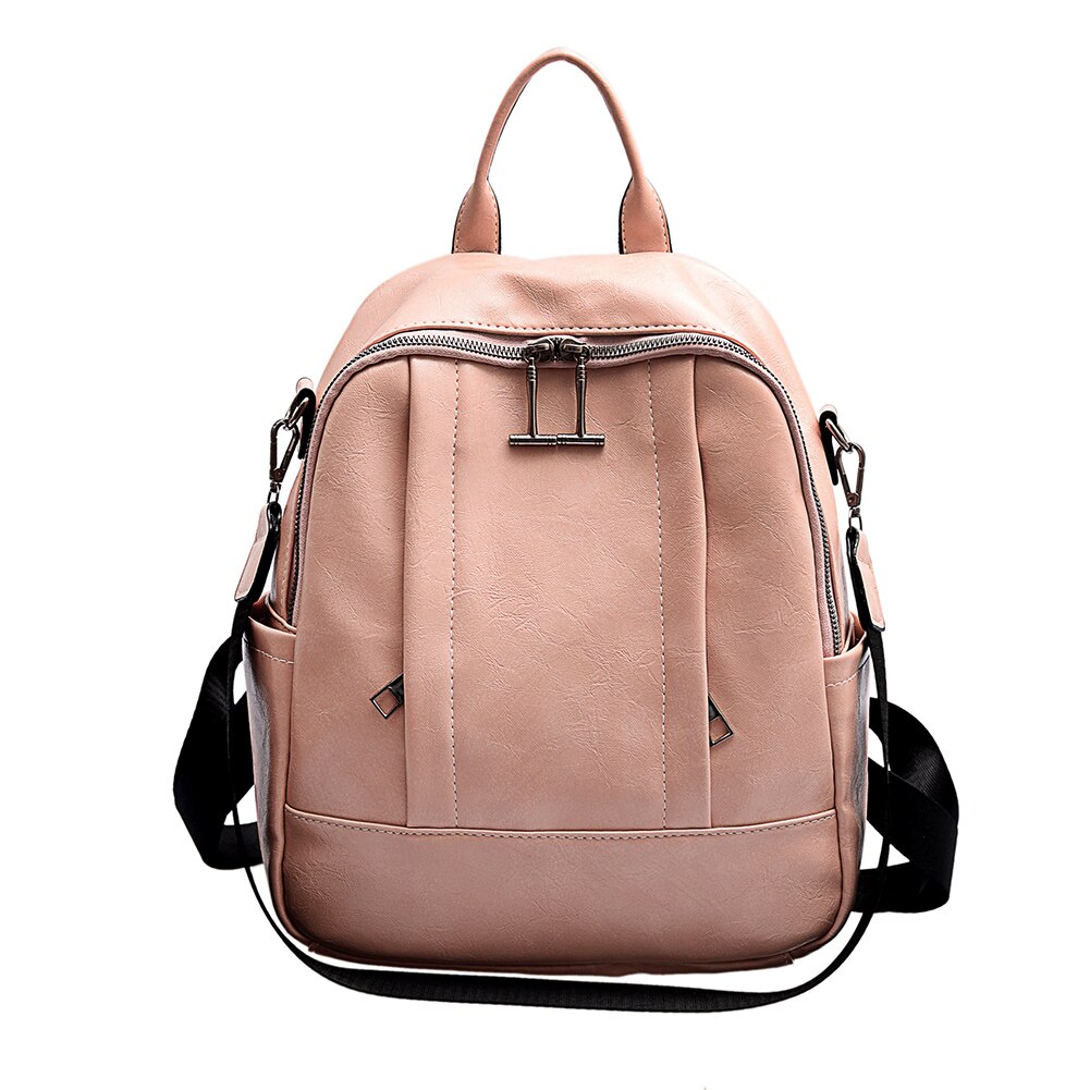 Damesrugzak lente zacht leer vrijetijdsreistas grote capaciteit portemonnee: Roze