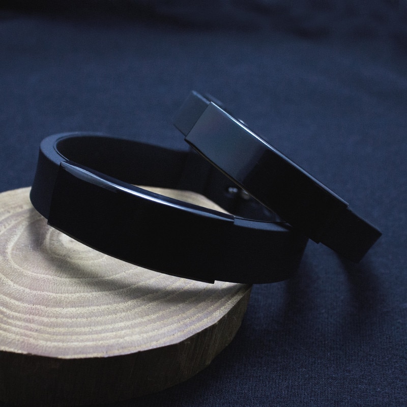 Zwart Rvs Siliconen Blank Bar Armband Mens 'Armbanden Siliconen Armband Voor Mannen