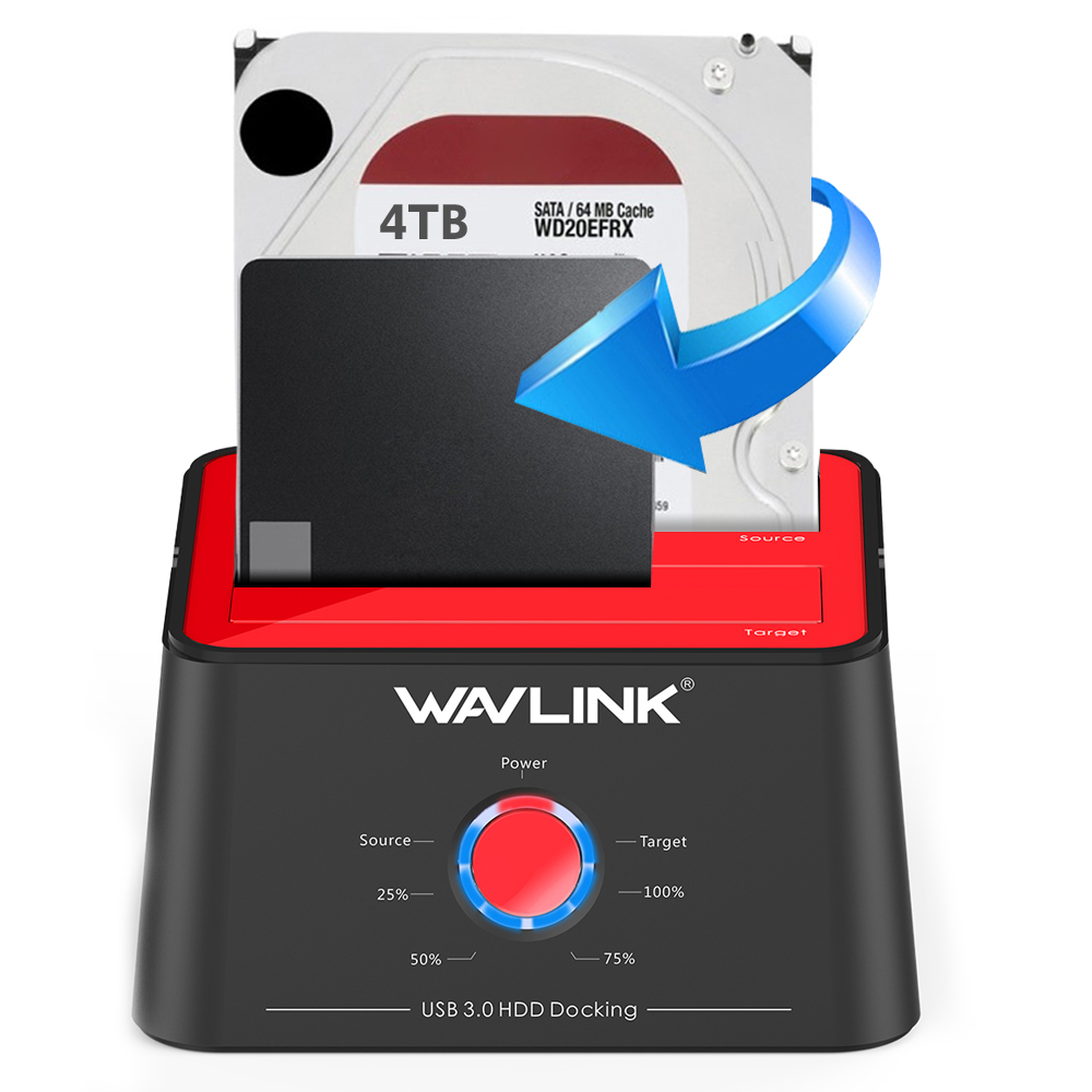 Wavlink USB 3.0 SATA Dual Bay HDD Docking Station Externe HDD & SSD 8TB HDD Gehäuse Offline Klon für 2,5 & 3,5 zoll SATA