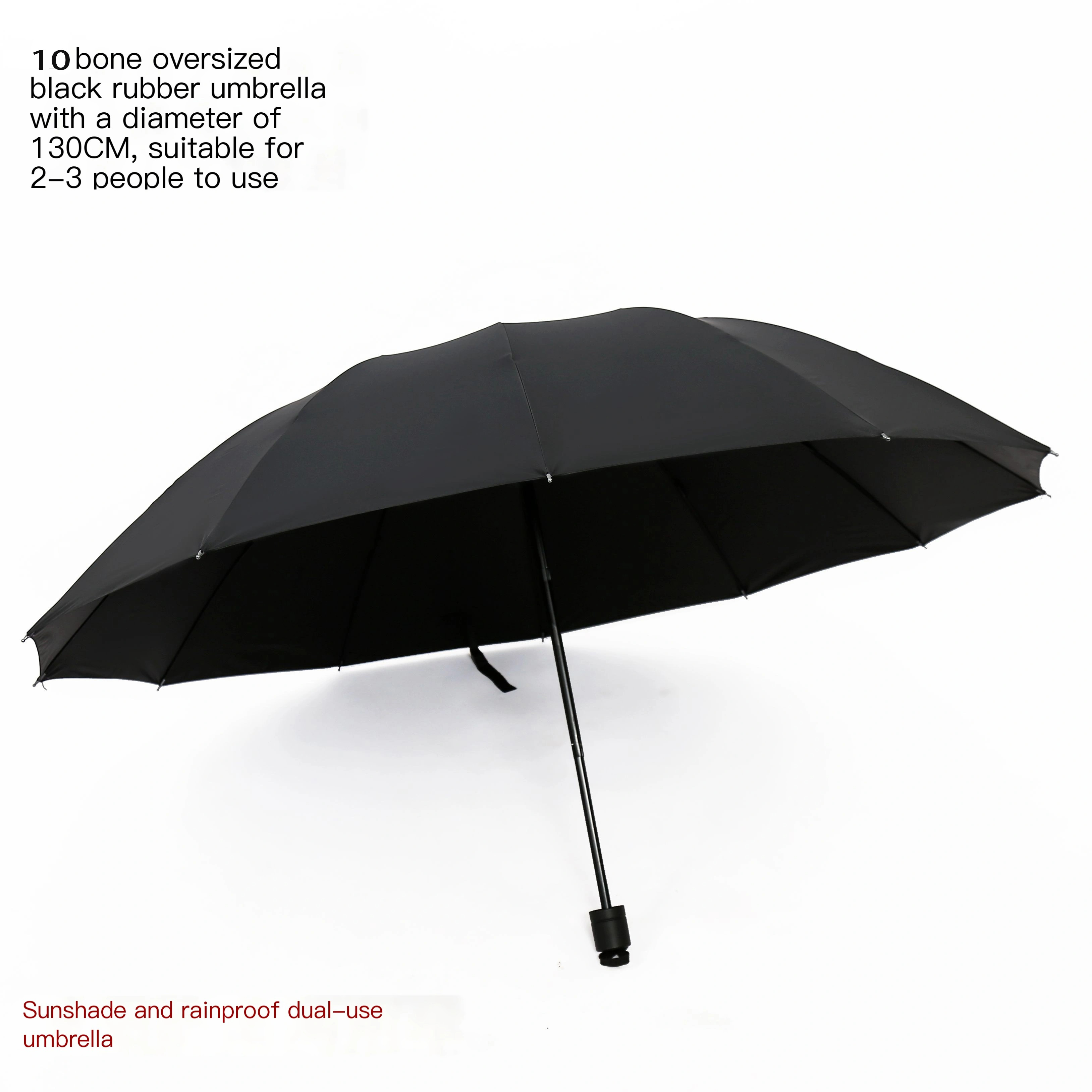 130 cm/51,18 Zoll Zehn-Knochen-Regenschirm, wasserdicht, winddicht, manuell, große Regenschirme, verstärkter UV-Schutz: Blau