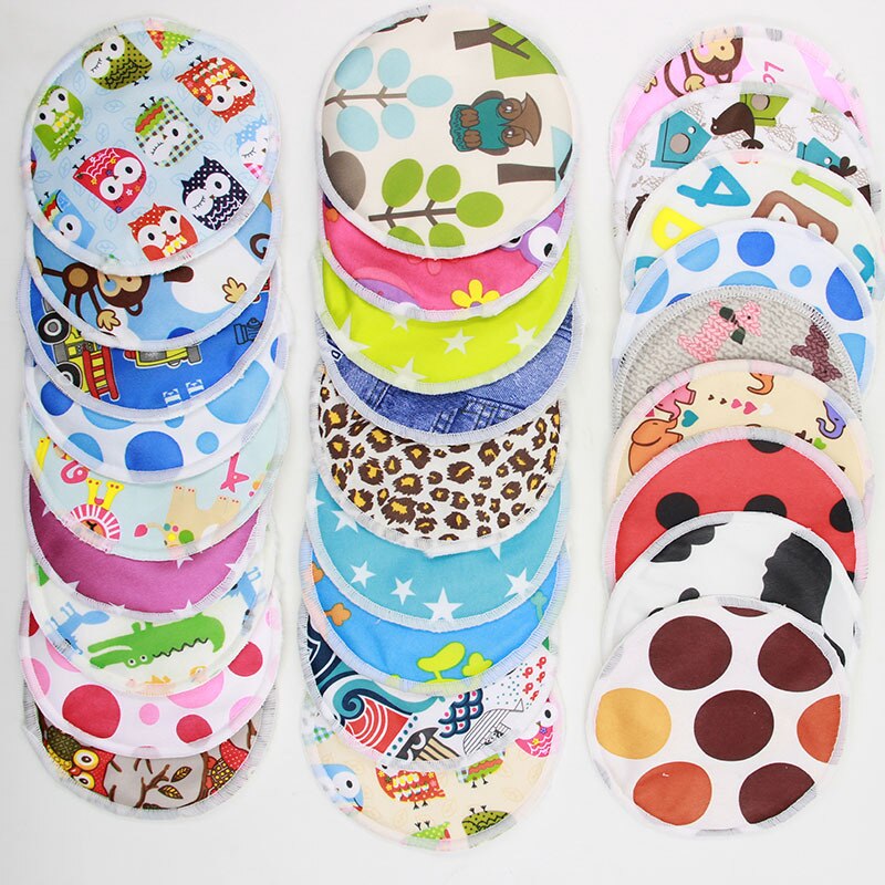 10Pairs/lot Pregnant Women Washable Bamboo Breast Pad Nursing Pads Cartoon Print Reusable Lady Breastfeeding Pads Color Random