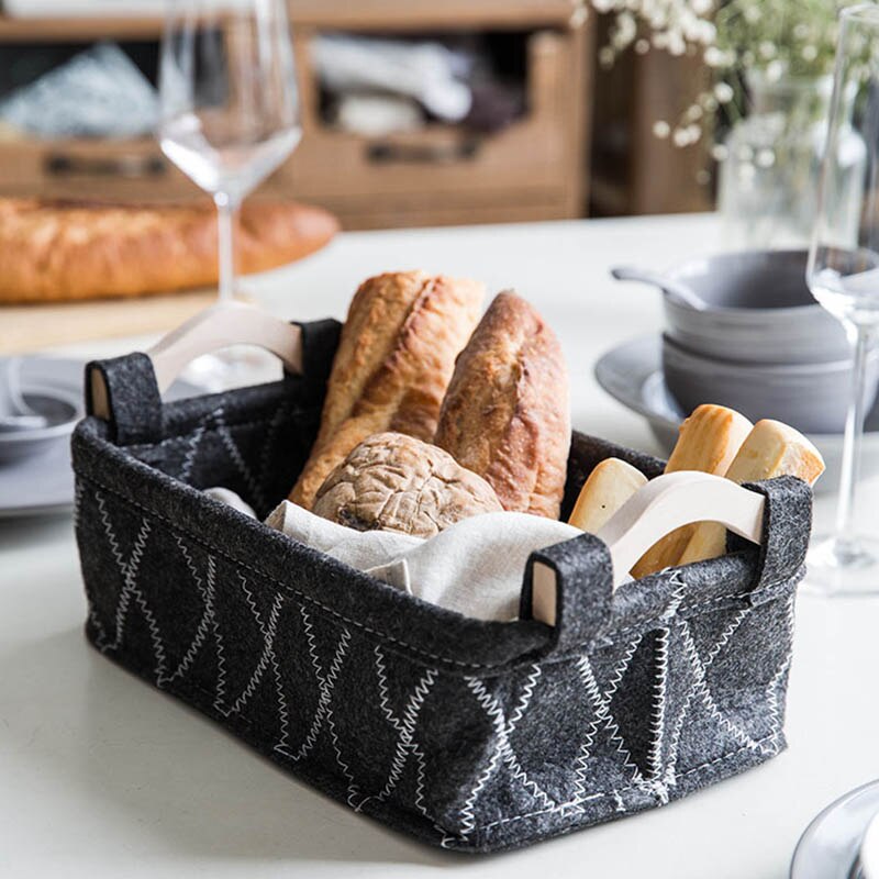 Inklapbare Opslag Bakken Opvouwbare Vilt Opslag Wasmand Organizer Carry Houten Handvat Doeken Speelgoed Dozen Containers