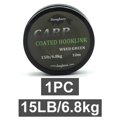 10M Carp Fishing Line Coated Hook Link Hair Rig Hooklink Rigging Line Quick Sinking Carp Coated Wire Carp Tackle Line 15/25 35LB: 1PC-15LB