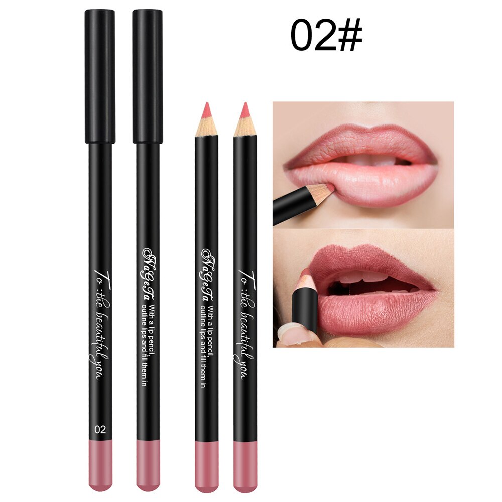 1 st 12 färger lip liner penna vattentät långvarig natur läppar konturlinje makeup lipliner penna: 02