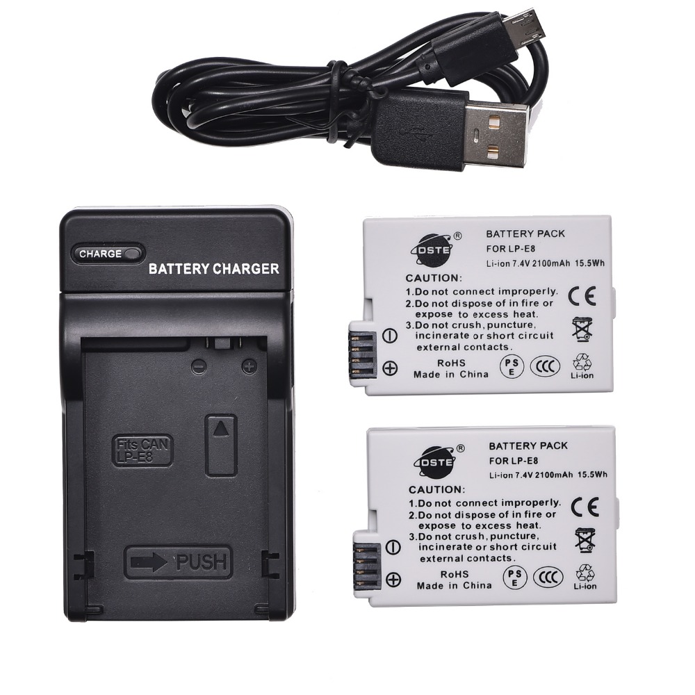 2/3 dste 2100 mah 7.4v lp -e8 digitaalikameran akku 1* laturi canon 550d 600d 650d 700d x4 x5 x6i x7i rebel  t2i t3i t4i t5i