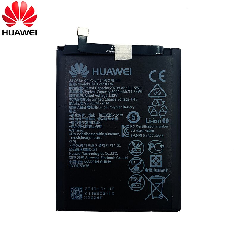 Hua Wei-batería Original HB405979ECW 3020mAh para Huawei Nova Enjoy 6S Honor 6C 6A 7A 7S 8A 7A Pro Y5 Y6 Y6 Pro P9 Lite Mini