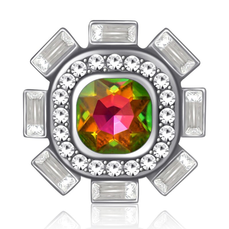 Kz3502 vierkante strass kristal schoonheid 20mm drukknopen passen diy 18mm drukknopen armband drukknopen kerst sieraden: Kleurrijk