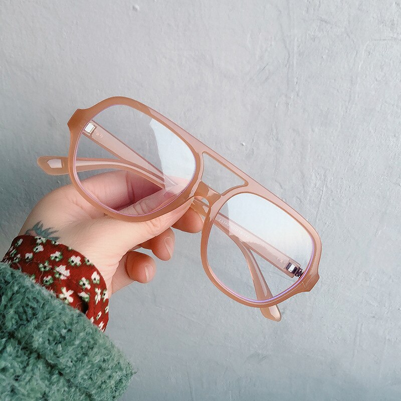 Ovza tvillingbjelker store briller med gjennomsiktige briller kvinners sorte rammer briller menn  s5000: Brun