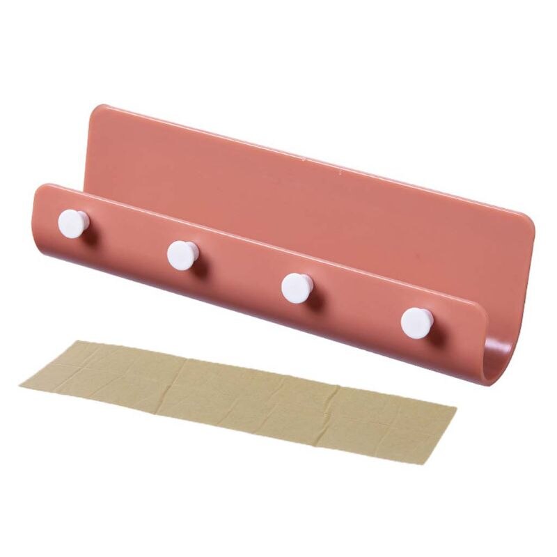 Key Towel Hanger Holder Storage Wall Mount Hook Rack DIY Organizer 4 Hooks Shelf