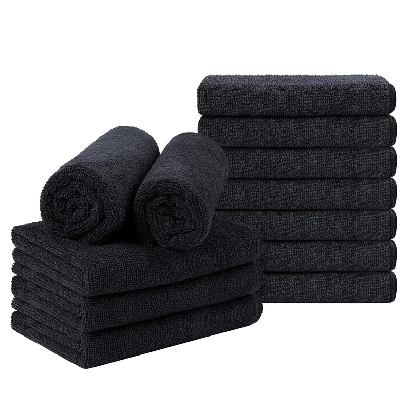 5Stck Schwarz Mikrofaser bleichen nachweisen Handtuch Schönheit Friseur Salon Haar Trocknen Handtuch einstellen Für Heimat Hotel Erholungsort Spa: 70x140cm / Schwarz / 5Stck