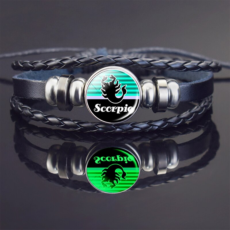 Scorpion Armband Schorpioen Sieraden Lichtgevende Schorpioen Sterrenbeeld Gevlochten Lederen Armband: style 7
