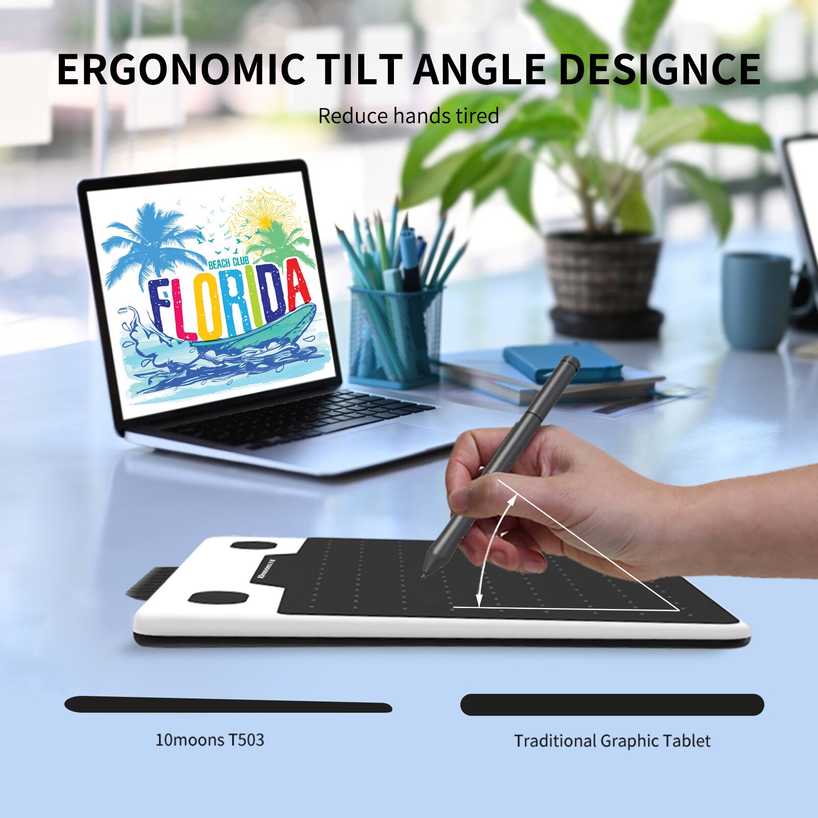 10 księżyców T503 cyfrowy tablet graficzny robić rysowania Ultralight bezbateryjny rysik 8192 poziomy ciśnienie 4 Kys android OTG