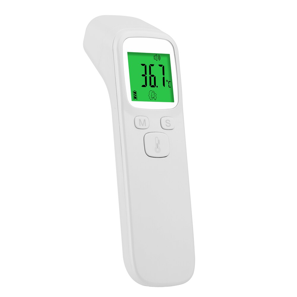 Contactloze infrarood thermometer met 3 kleuren lcd-achtergrondverlichting voor menselijke baby's en volwassenen, infrarood digitale thermometer: Wit