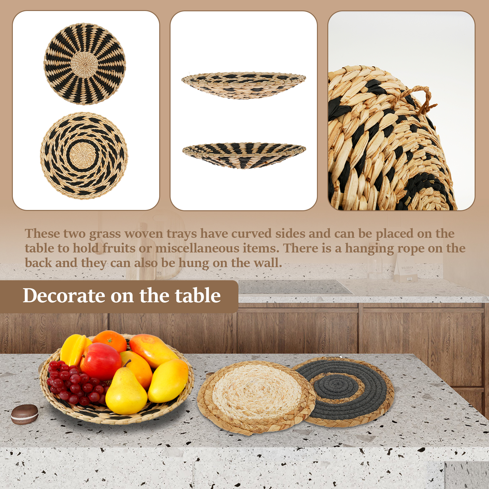 7 Stuks Ronde Boheemse Geweven Muur Mand Decor Handgemaakte Geweven Muur Decor Voor Thuis Opknoping Boheemse Muur Decor Voor Feest