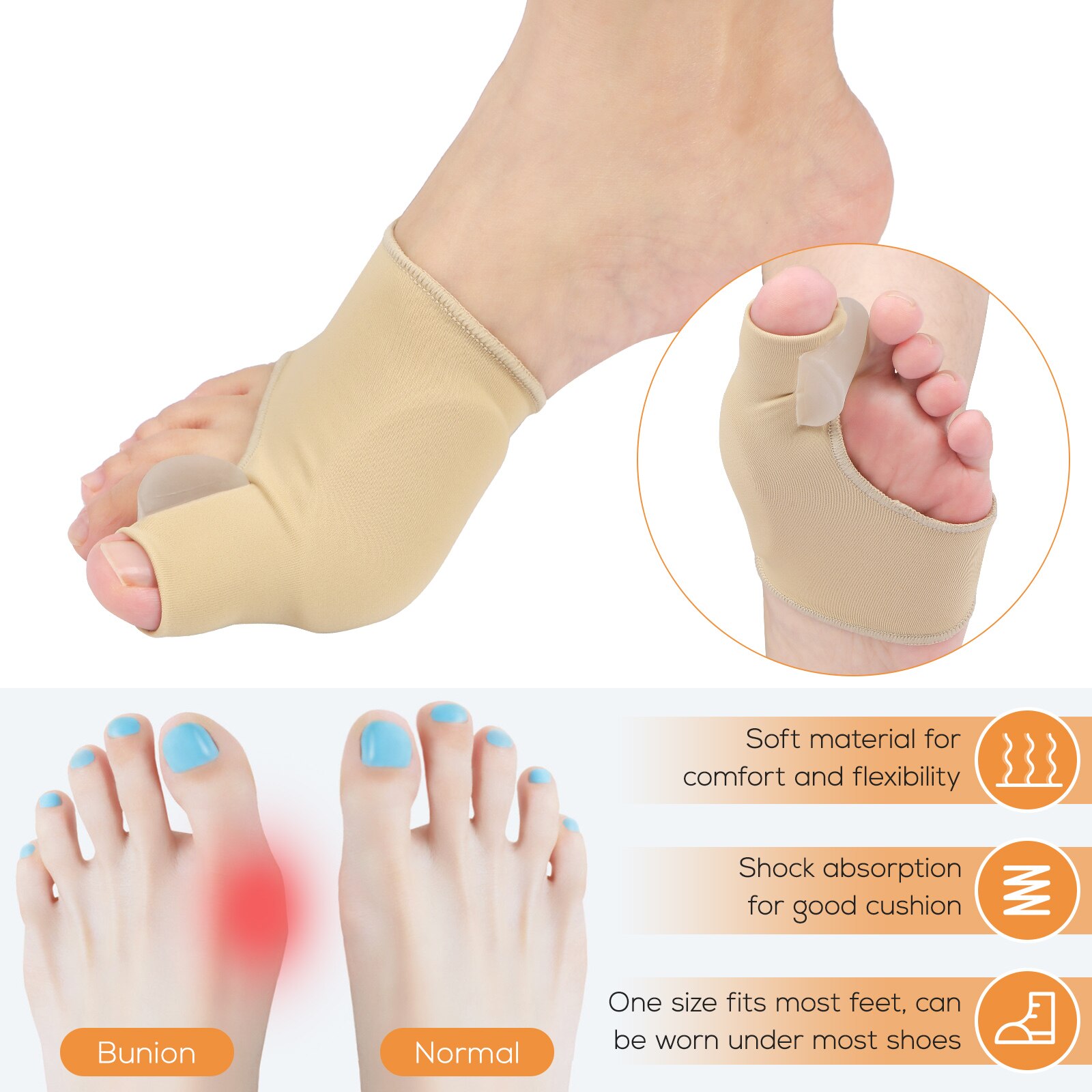 1 Paar Bunion Corrector Gel Bunion Pads Mouwen Brace Bunion Relief Grote Teen Separator Voor Grote Teen Gewrichtspijn Opluchting