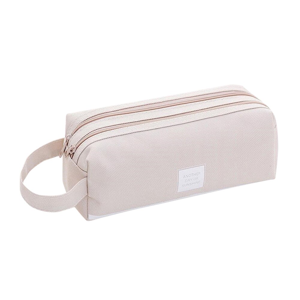 Girls Cute Pencil Case Pen Storage Bag 2 Compartments Makeup Coin Purse for Women SGA998: Light Grey