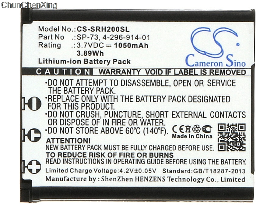 Cameron Sino 1050mAh Batterij 4-296-914-01, SP73, SP-73 voor Sony MDR-1000X, PHA-1, PHA-2