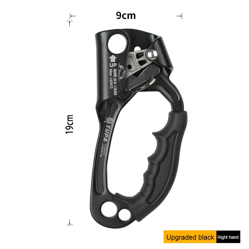 Manual Mountain climber right climbing hand ascender riser rope 8-12mm climbing equipment mountaineering exploration hole: 4 Black right hand