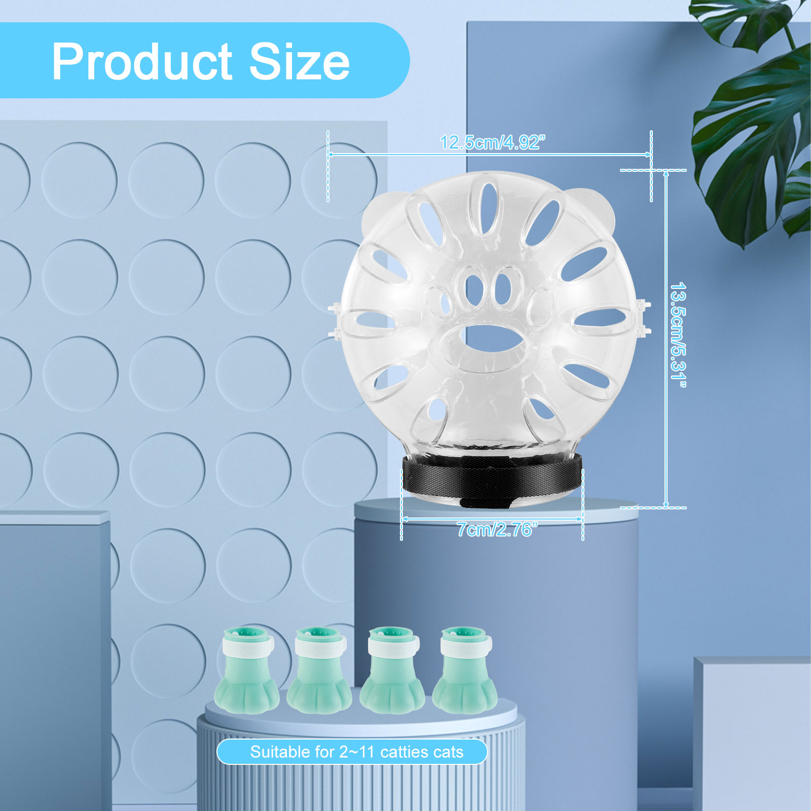 Kat Snuit met 4 Stuks Poot Cover Anti Bite Ademende Ruimte Kap Katten Helm Voorkomen Katten Kleine Honden Bijten voor Grooming: WHITE