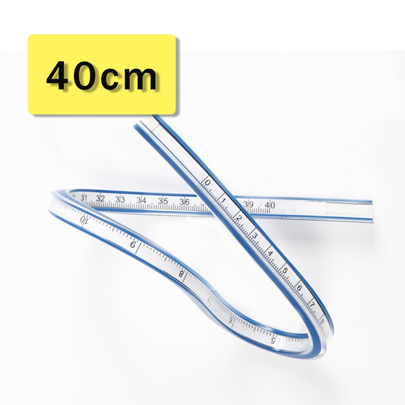 Regla curva Flexible, regla curva arbitraria suave, 30/40/50/60cm, herramienta de medida de dibujo de PVC, cinta/Regla, ropa/Arquitectura: 40cm