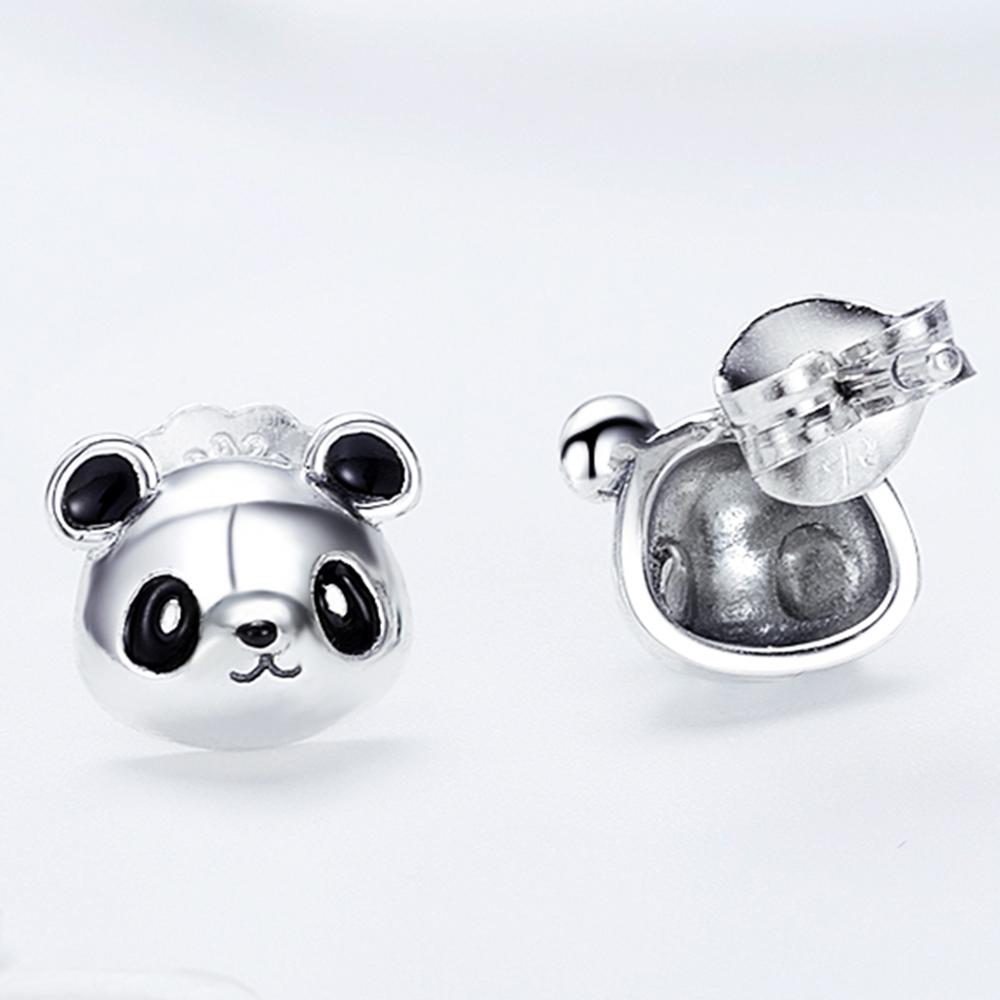 Sterlina genuino argento 925 cute panda animale orecchini donna gioielli in argento piccolo regalo di nozze gioielli