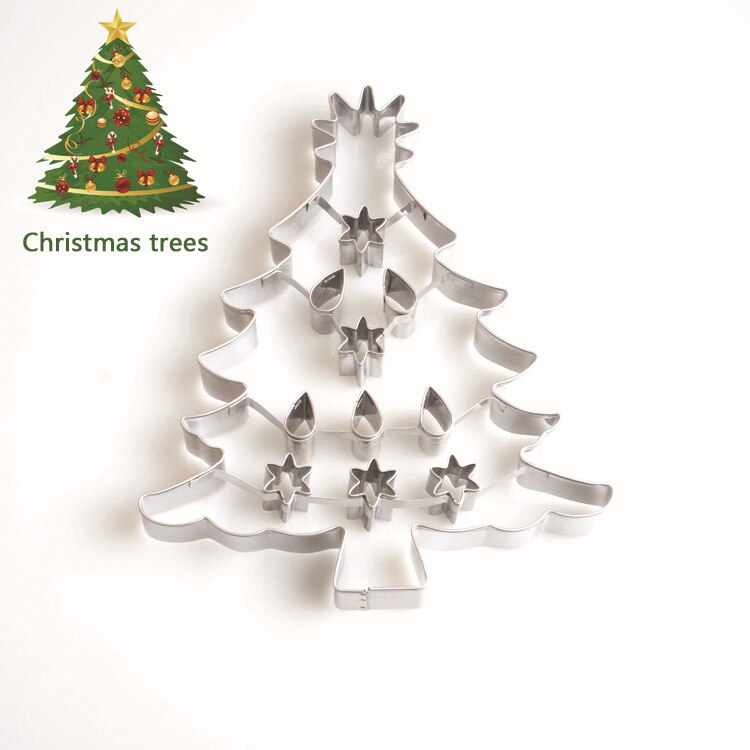 Choinka piernik Człowiek orzech żołnierz bałwan płatek śniegu narzędzia robić pieczenia ciastek ze stali nierdzewnej owoce foremka robić wykrawania ciasteczek: Ciemny khaki