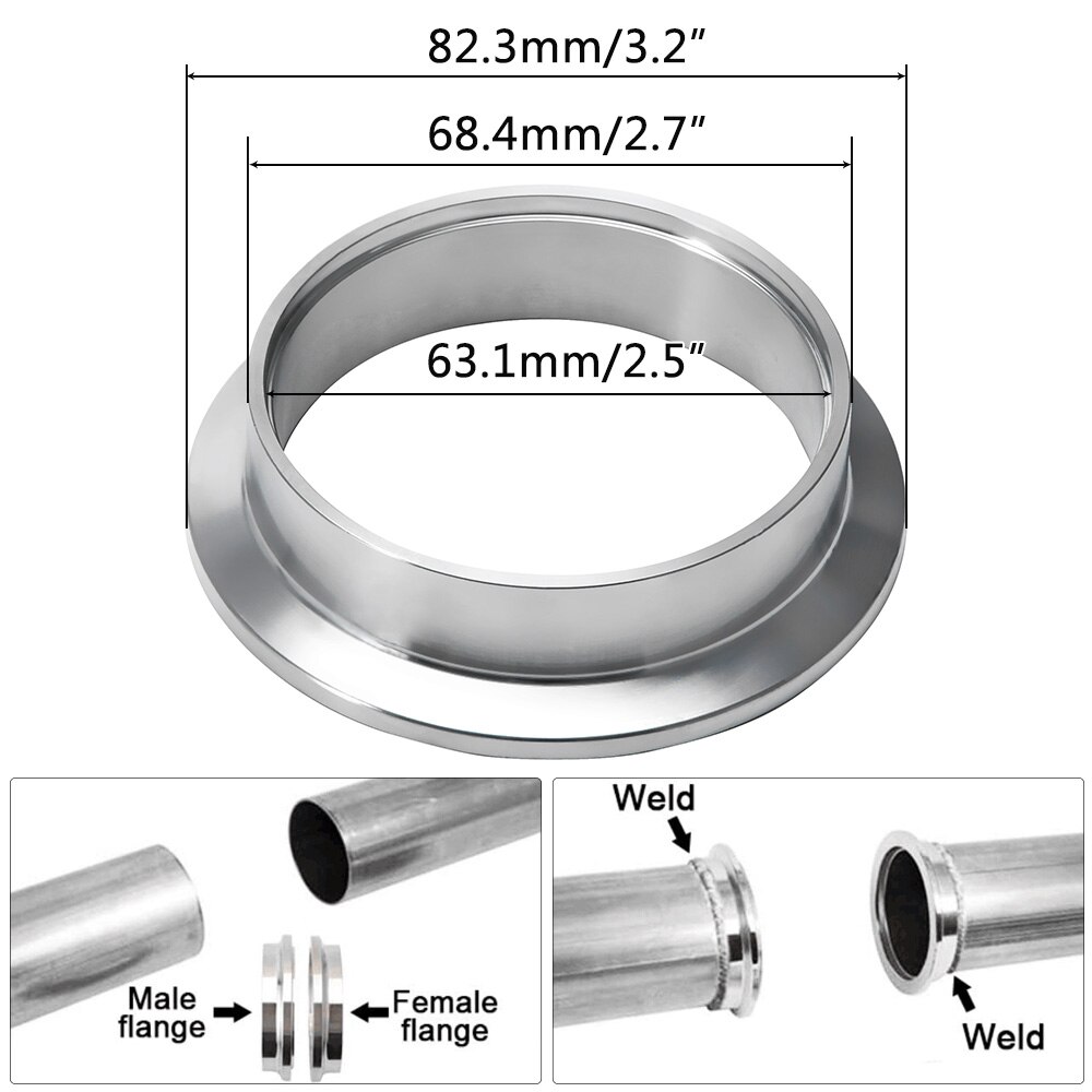 VR - (2PC/LOT) 2.5" V-Band Flange Stainless Steel 304 FEMAL &amp; MALE OR NORMAL V Band Flange VR-VFM25/VFN25
