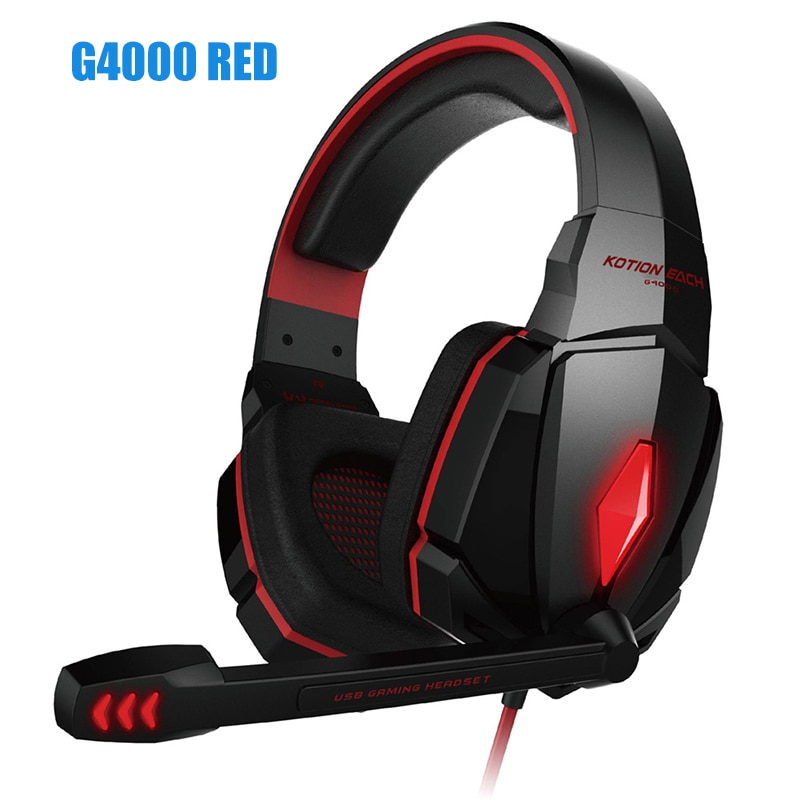 Headset over-ear trådbundna spelhörlurar gaming hörlurar djup bas stereo casque med mikrofon för  ps4 xbox pc laptop gamer: G4000 röda