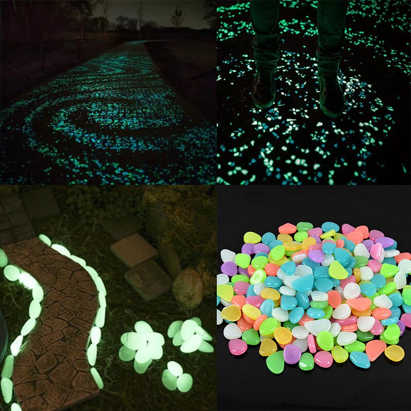 25/50Pcs ornamenti da giardino pietre luminose ciottoli fluorescenti Glow In The Dark Rocks per acquario esterno Home Fish Tank Decor