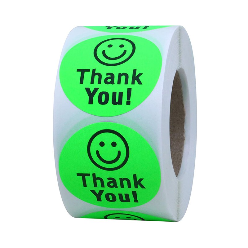 1 Roll/500Pcs Smiley Gezicht Stickers Gelukkig Gezicht Dank U Sticker Roll Cirkel Stippen Papieren Etiketten Beloning Stickers leraren Sticker: G17