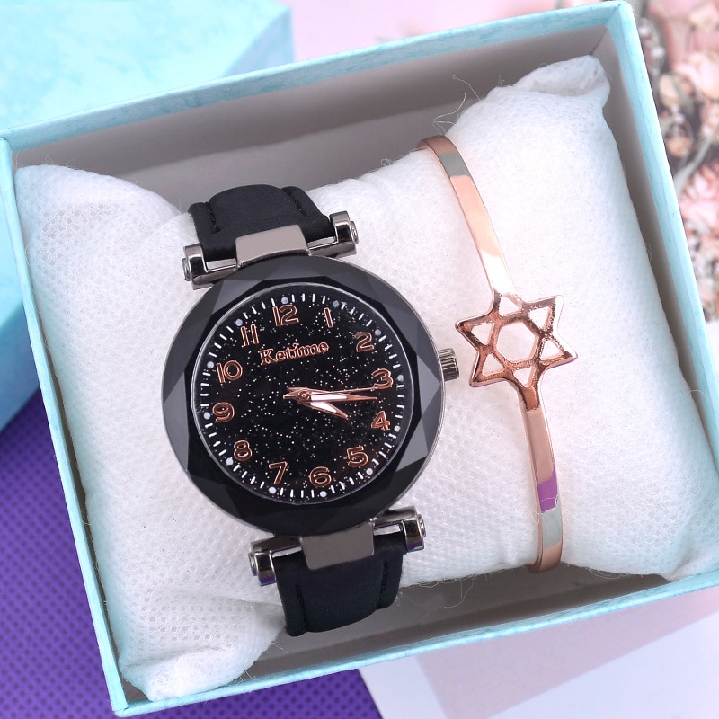 Casual Romantic Starry Sky Women Watches Bracelet Bangle Ladies Wrist Watch Simple Leather Female Clock Relogio Feminino