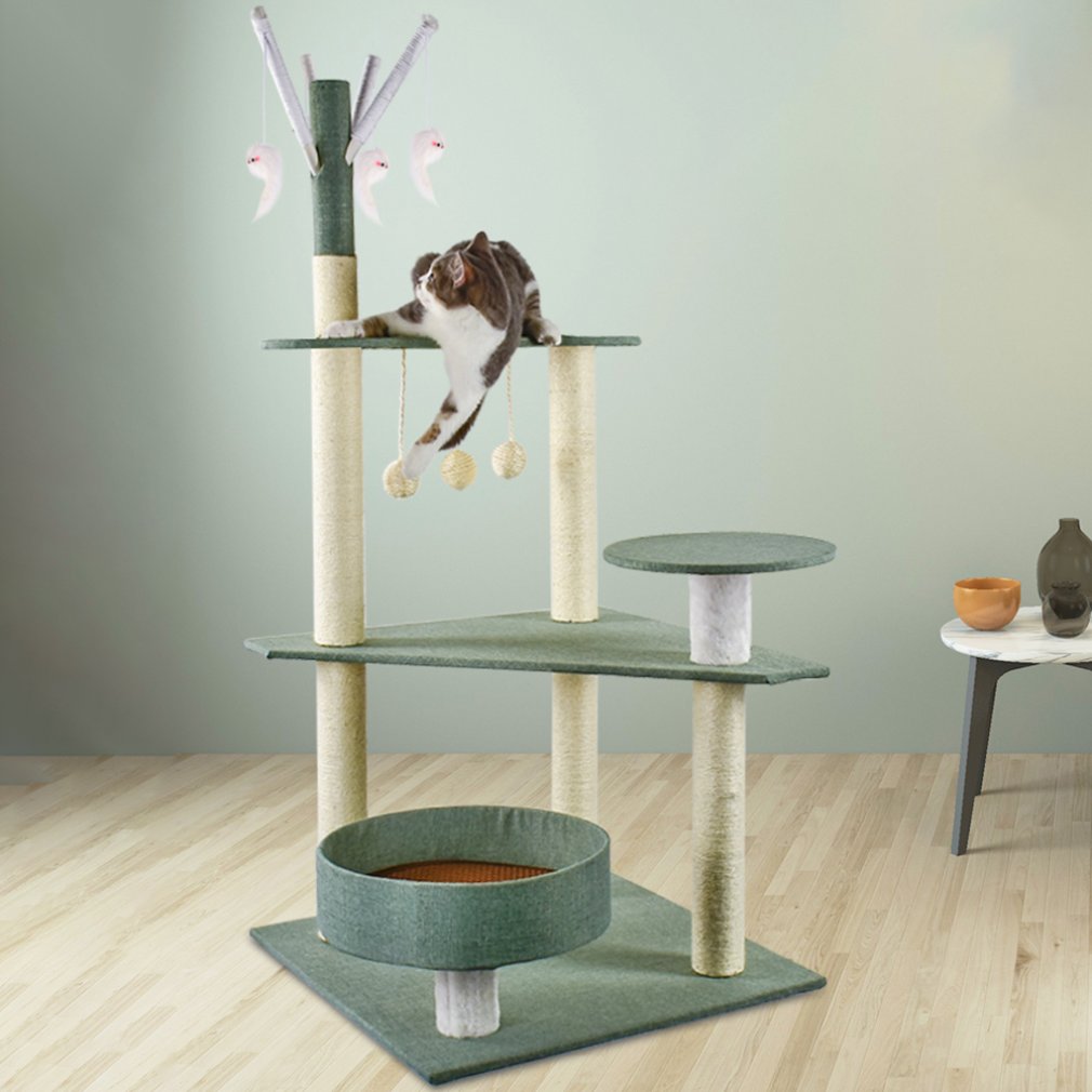 comfortable Four seasons cat scratch board Cat climbing frame Large catwalk Density cat tree cat nest integration