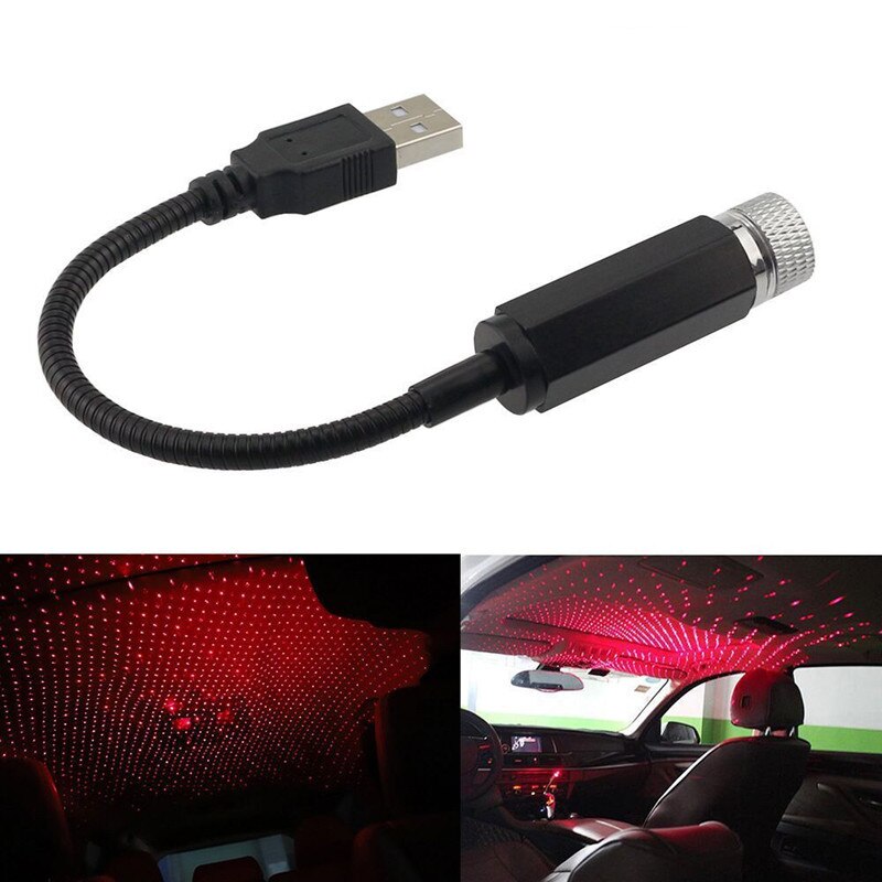 Car USB Ambient Light, Car Roof Interior Decoration Light, Multi-Effect Adjustable Portable Projection Light