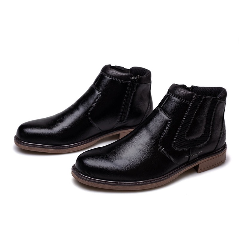 Bottines en cuir à plateforme pour homme, bottines montantes imperméables, à enfiler, décontractées, pour moto Chelsea