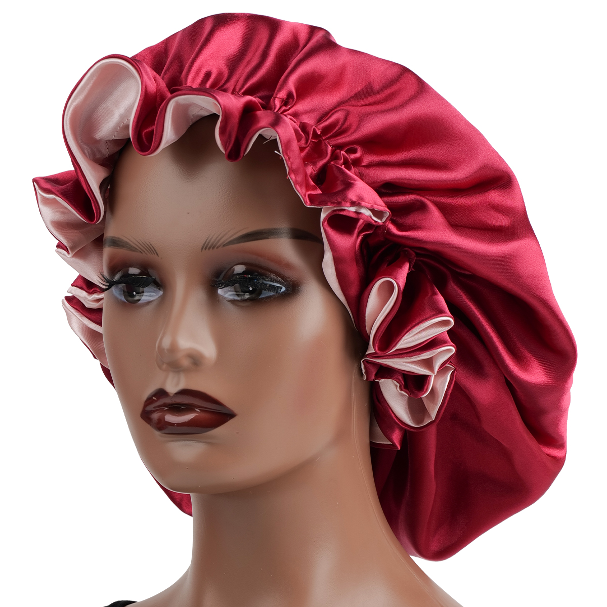 Gorro de cabelo de renda reversível de camada dupla para mulheres e homens | Boné noturno respirável para dormir, proteção para cabelos cacheados: CÉU AZUL