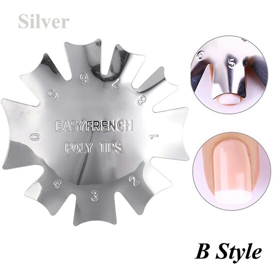 Facile français sourire Cutter ligne Nail Art bord métal tondeuses pochoir ongles formes Clipper manucure modèle outils accessoires TR1834: B Silver