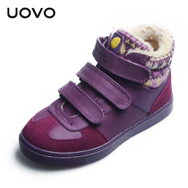 Children Winter Shoes Boys and Girls Warm Comfortable UOVO Kids Casual Shoes Children's Footwear: purple / 1