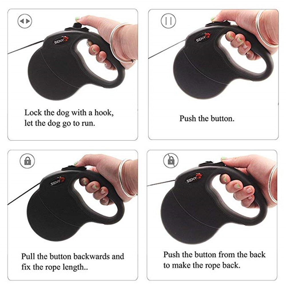 Pet Dog Leash 5M Durable Automatic Retractable Dog Leash Dog Bowl Dog Garbage Bag Set of Combinations Great for Medium&Large Dog