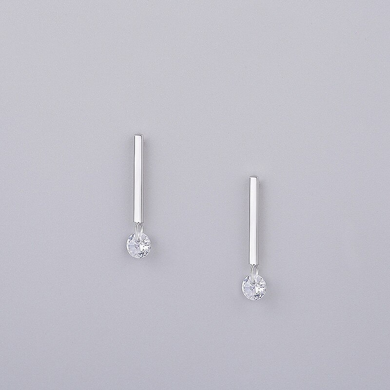 INZATT Classic 925 Sterling Zilveren Kristallen Oorbellen Geometrische Stok Bar Voor Vrouwen verjaardagsfeestje Mode-sieraden Pendientes