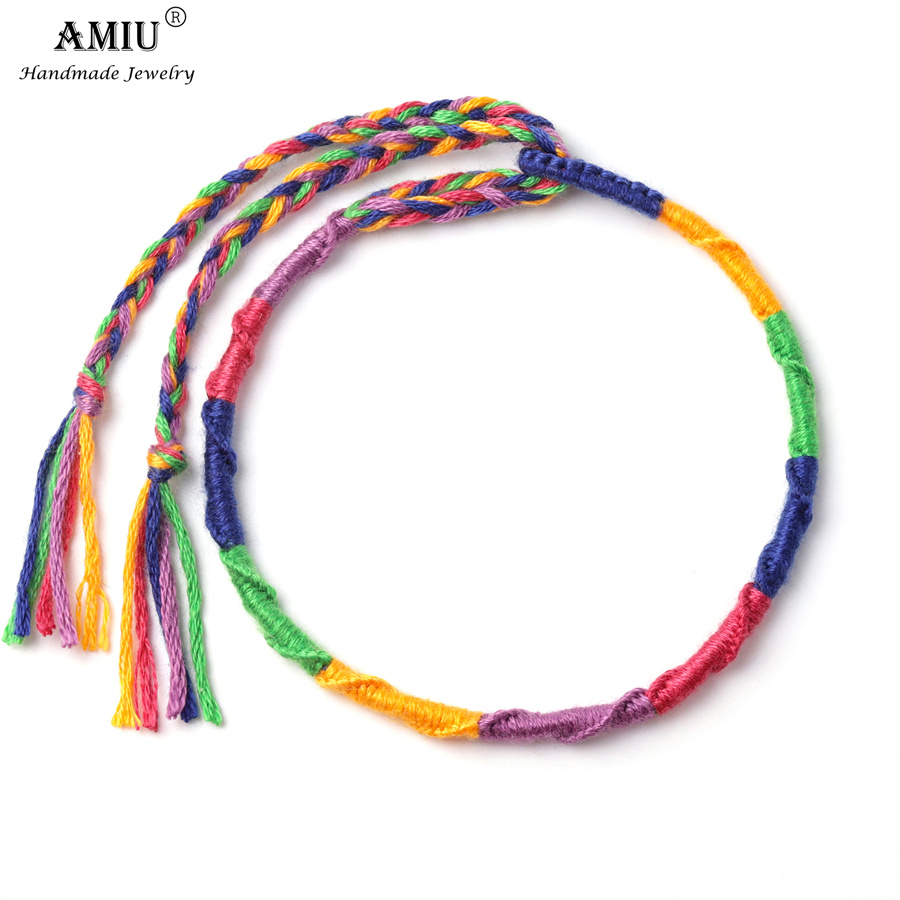 AMIU Handgemachte Freundschaft Böhmen Geflochtene gewebte Seil Fußkettchen Armbinde mit Quaste Brasilianische Schnur Fußkettchen Armbänder: 5