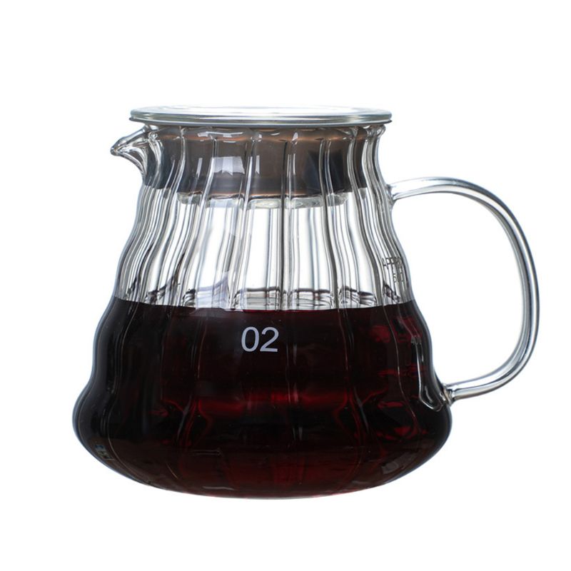 Pour Over Coffee Dripper Brew Heat Resistant High Borosilicate Glass Coffee Maker Come Coffee Server with Lid