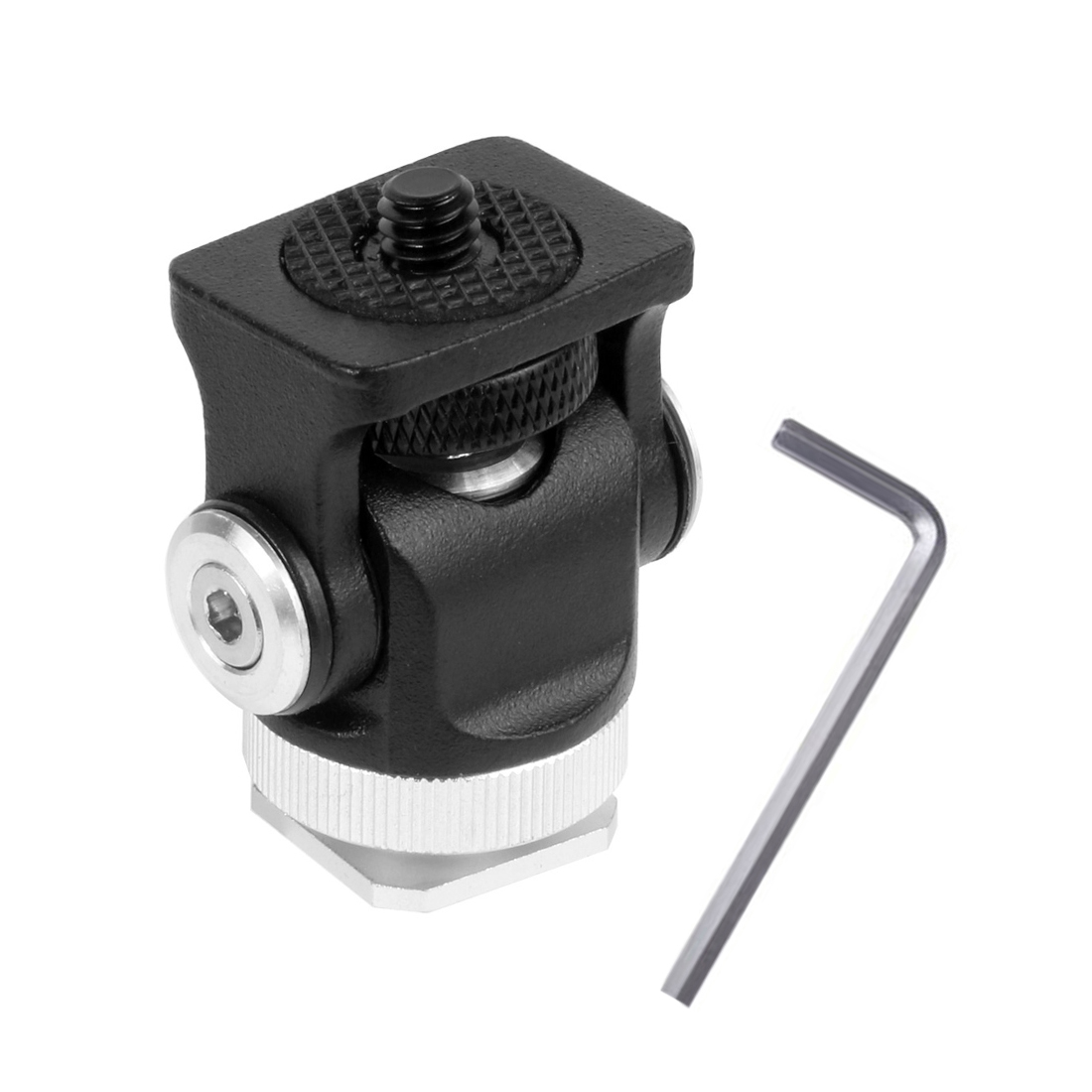 Cold Shoe Mount Mini Ball Head 360 Panoramic Monitor Holder Camera Gimbal 1/4 3/8 for Tripod Speedlite LED Bracket Adapter: WHITE