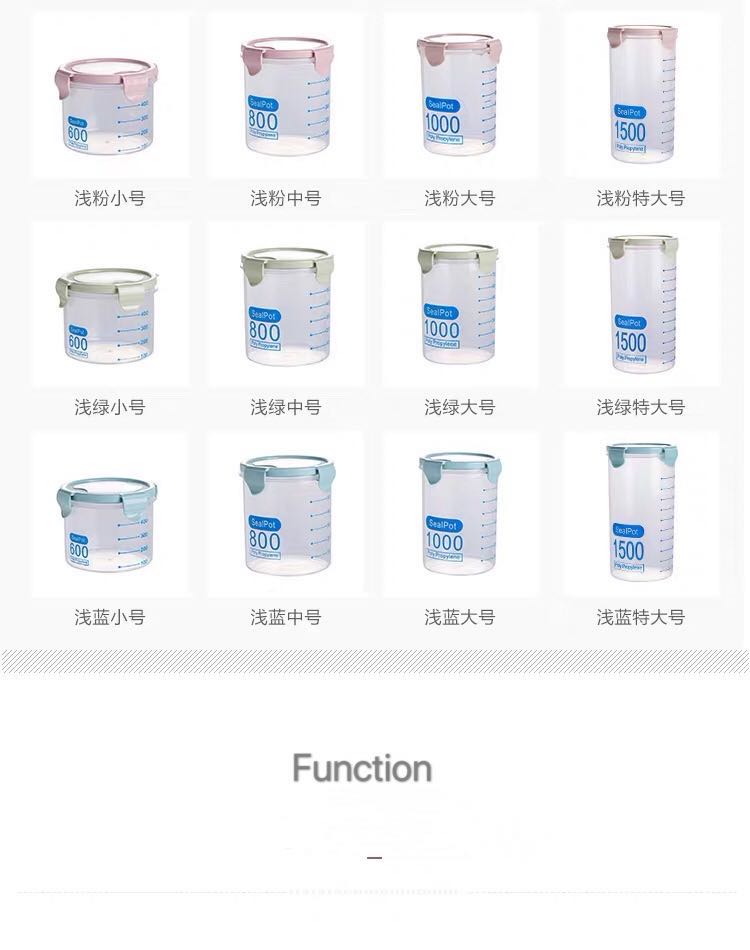 600-1500 ml keukenvoedselopslagdozen, plastic bewaardozen, plastic vershouddozen, bewaarflessen